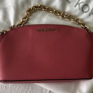 Calvin Klein Rose Shoulder Bag with Gold Chain